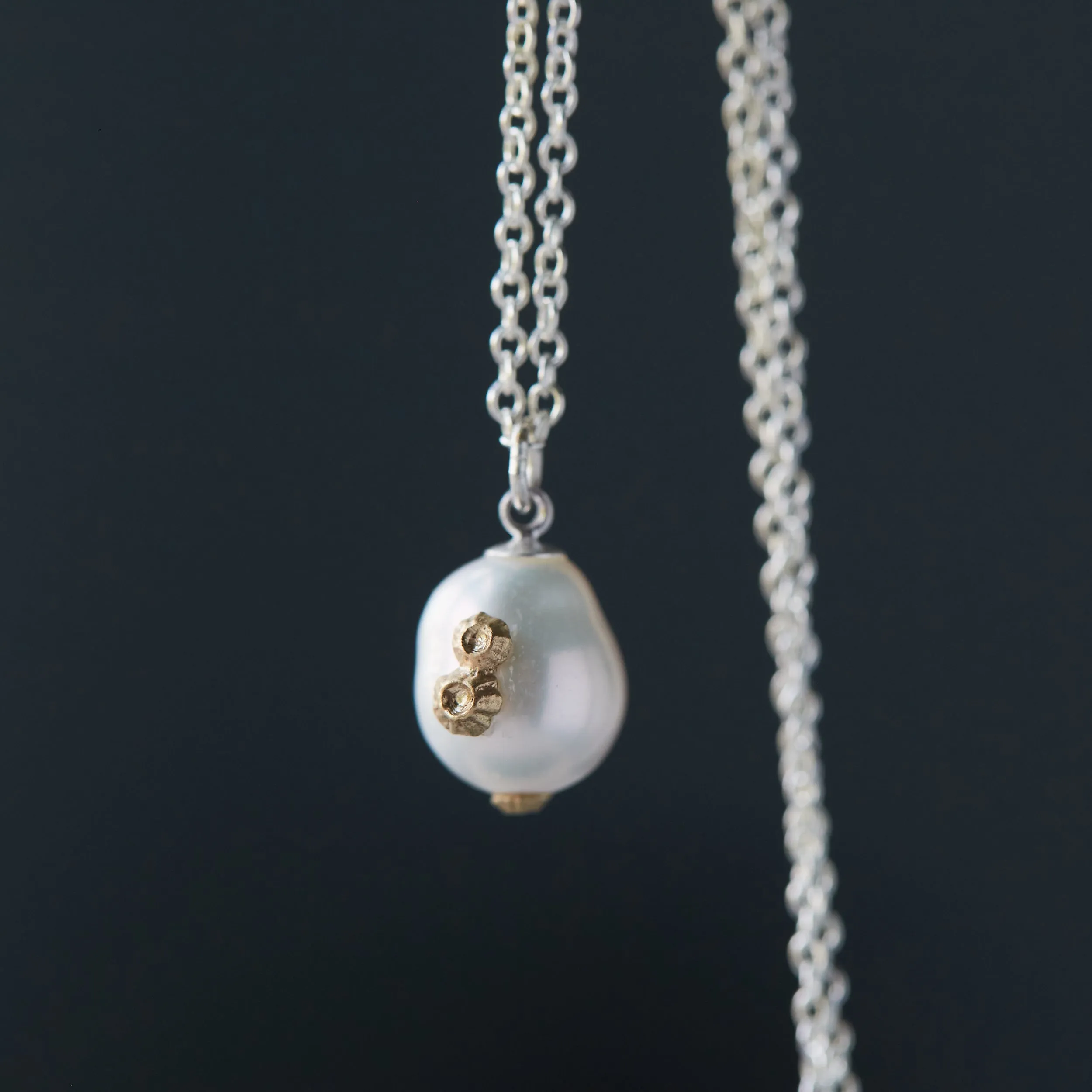 Moonshine Baroque Pearl Ruthie B. Necklace with Barnacles