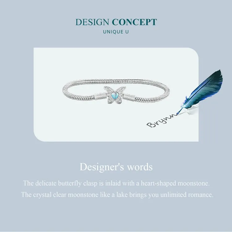 Moonstone Butterfly Chain Bracelet Bangle