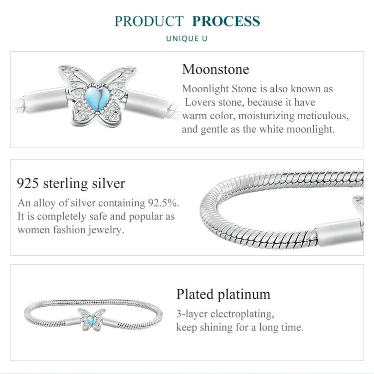 Moonstone Butterfly Chain Bracelet Bangle