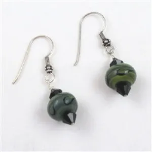 Mossy Green Glass Bead Earrings