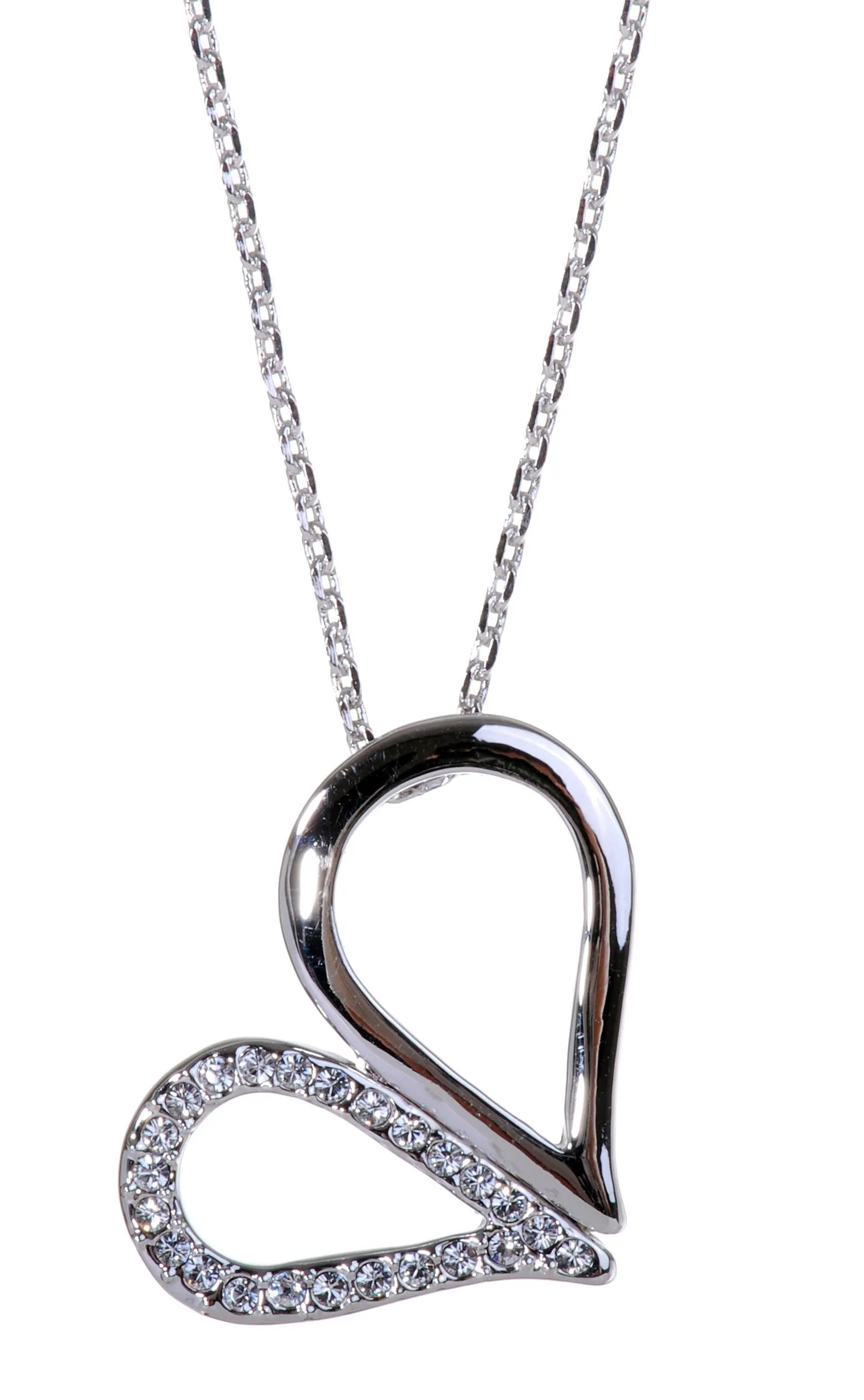 N7131 Rhodium Swarovski Elements Loop Pendant Necklace