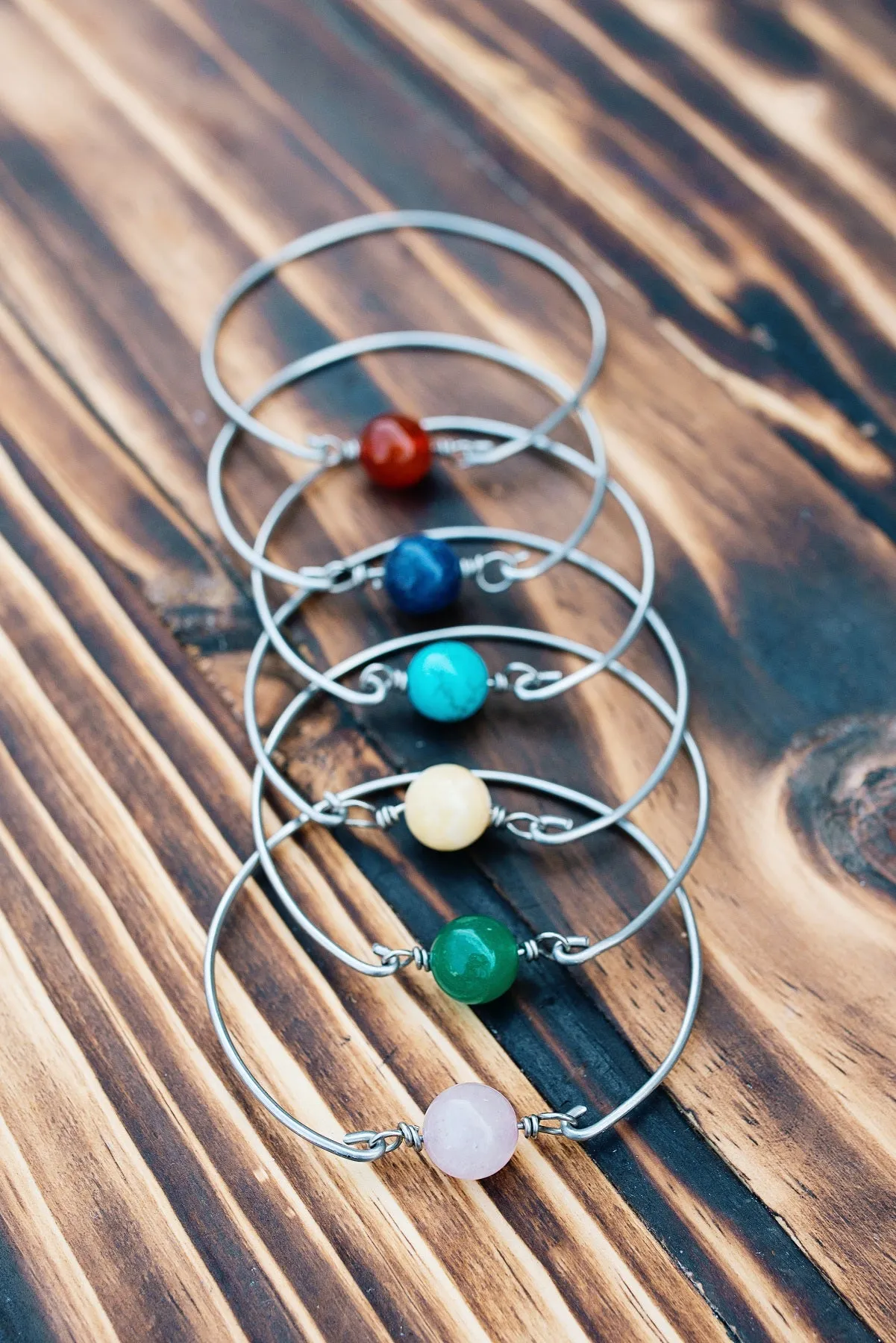 Natural Stone & Wire Bangle