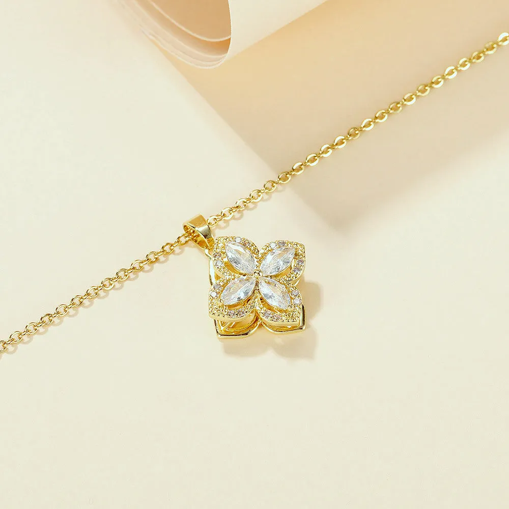 NEHZUS Hip-hop Collarbone Chain Fashion Minimalist Trendy New Flower Zirconia Necklace