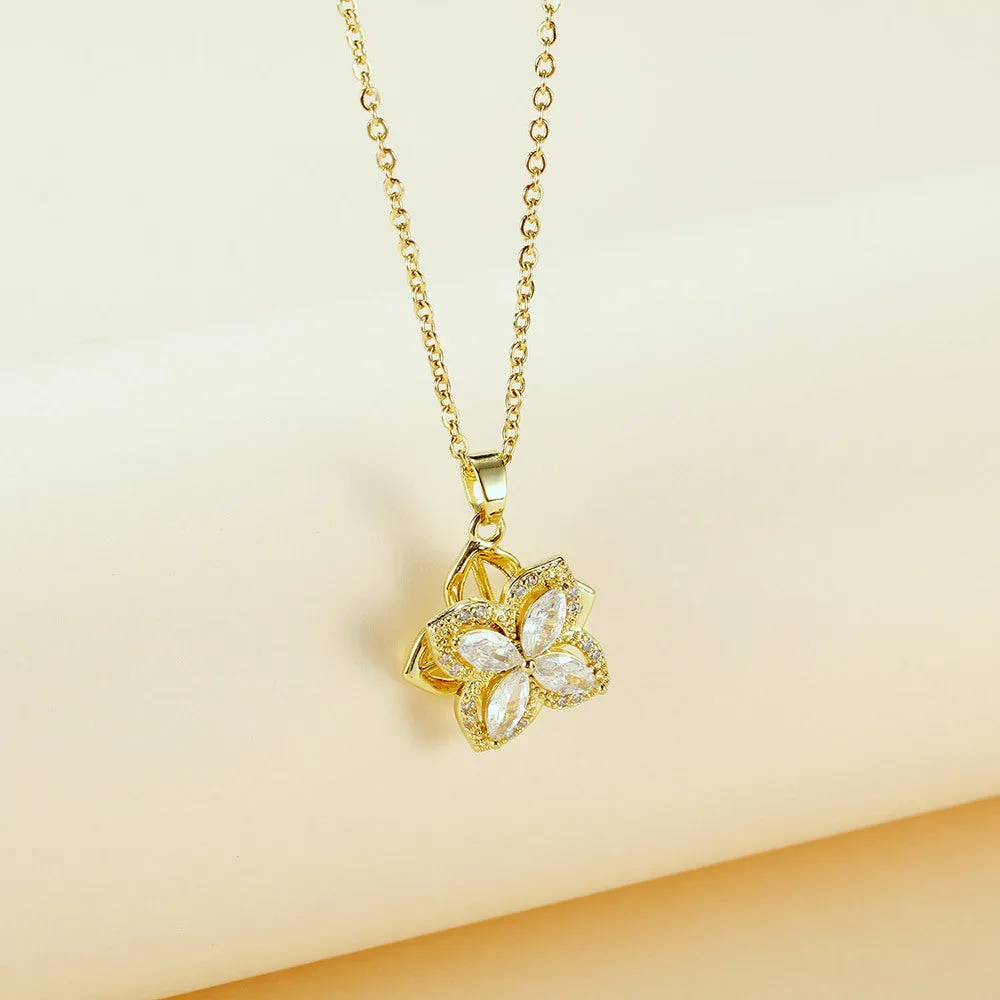 NEHZUS Hip-hop Collarbone Chain Fashion Minimalist Trendy New Flower Zirconia Necklace