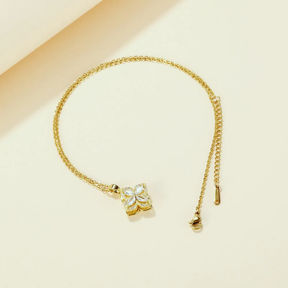 NEHZUS Hip-hop Collarbone Chain Fashion Minimalist Trendy New Flower Zirconia Necklace