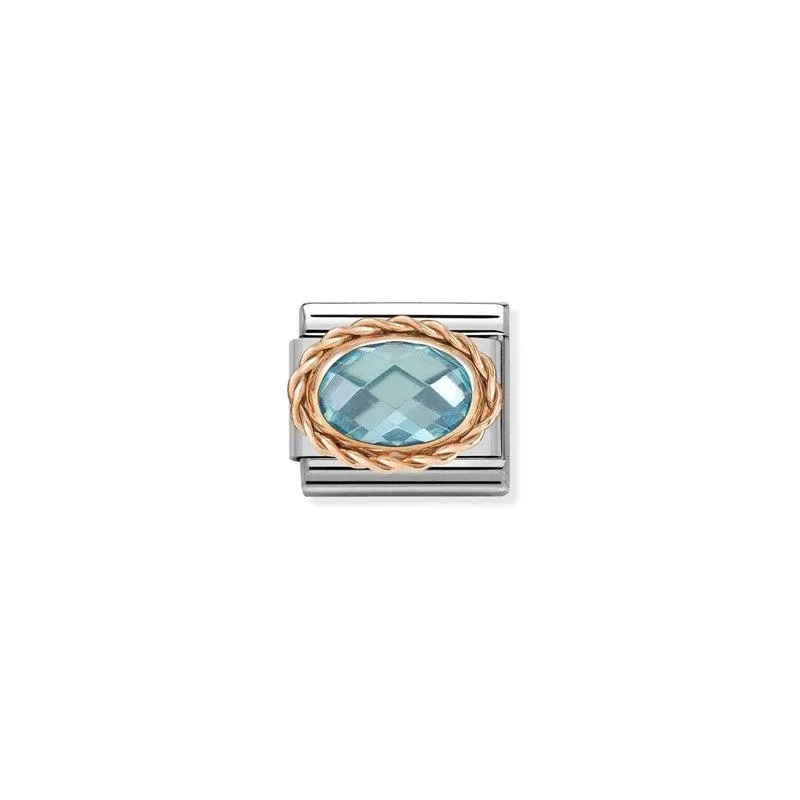 Nomination Composable Link Rope, Faceted Light Blue Cubic Zirconia, 9K Rose Gold