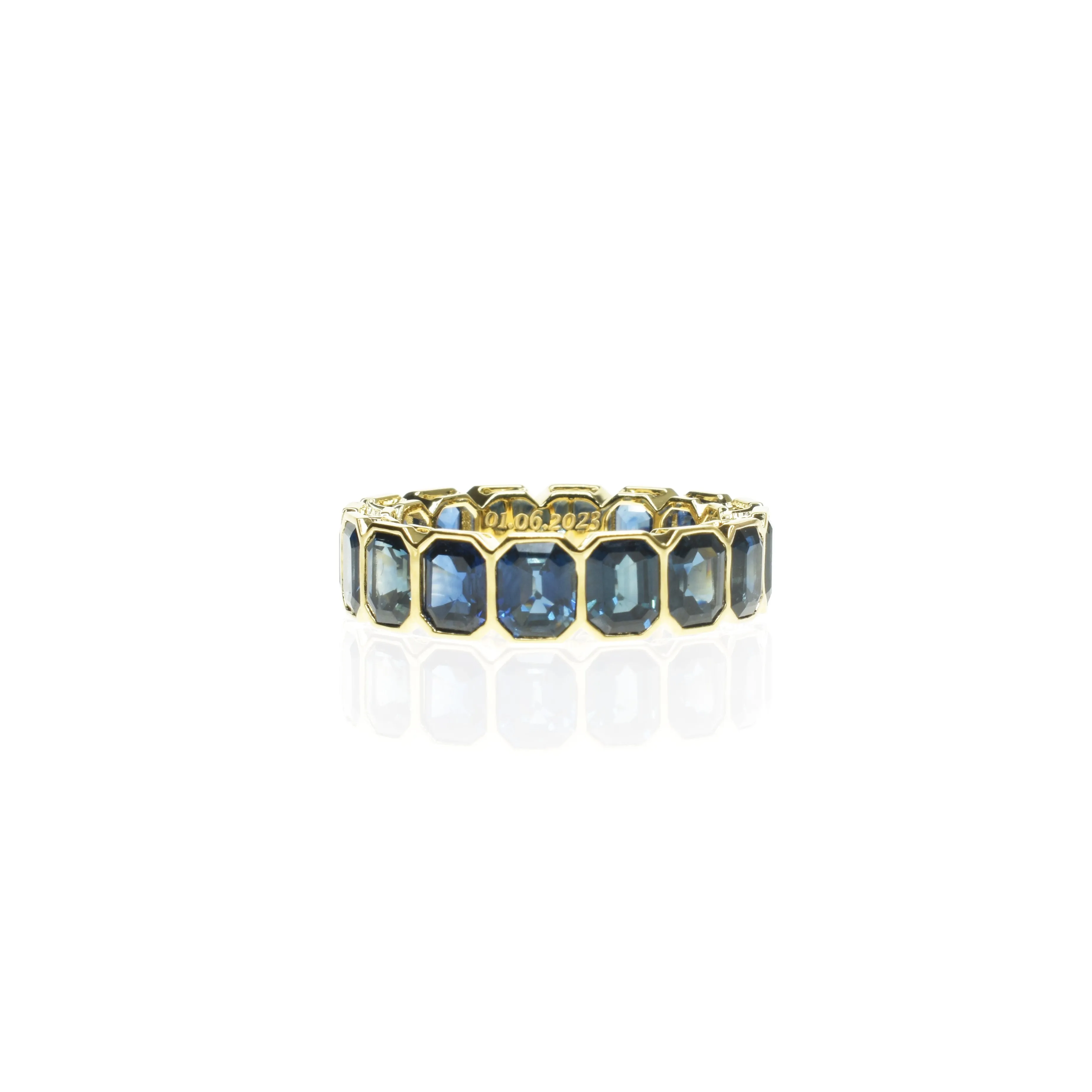 Octagonal Sapphire Bezel Set Ring