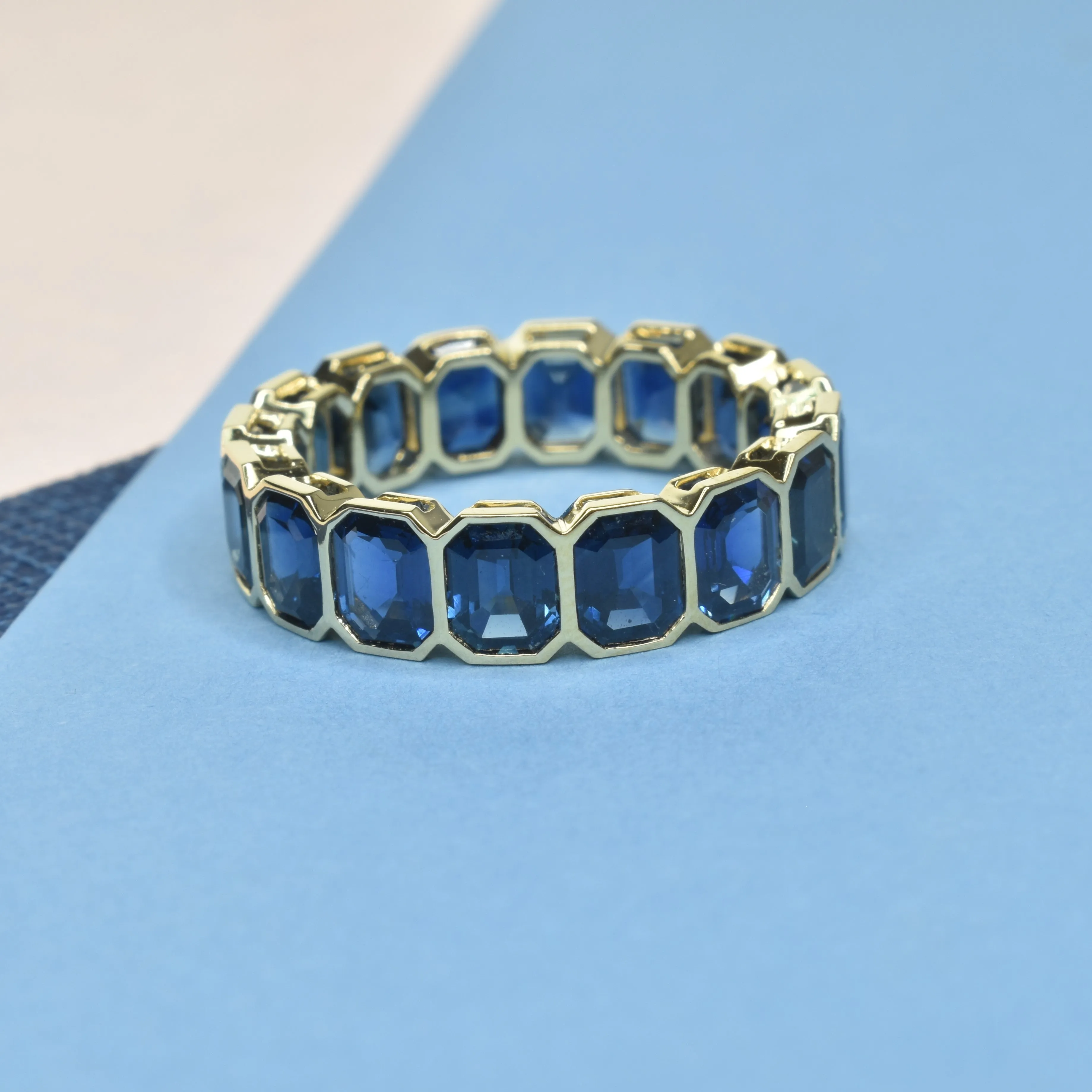 Octagonal Sapphire Bezel Set Ring