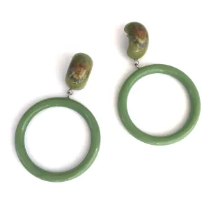 Olive & Sage Flower Garden Donut Drop Earrings