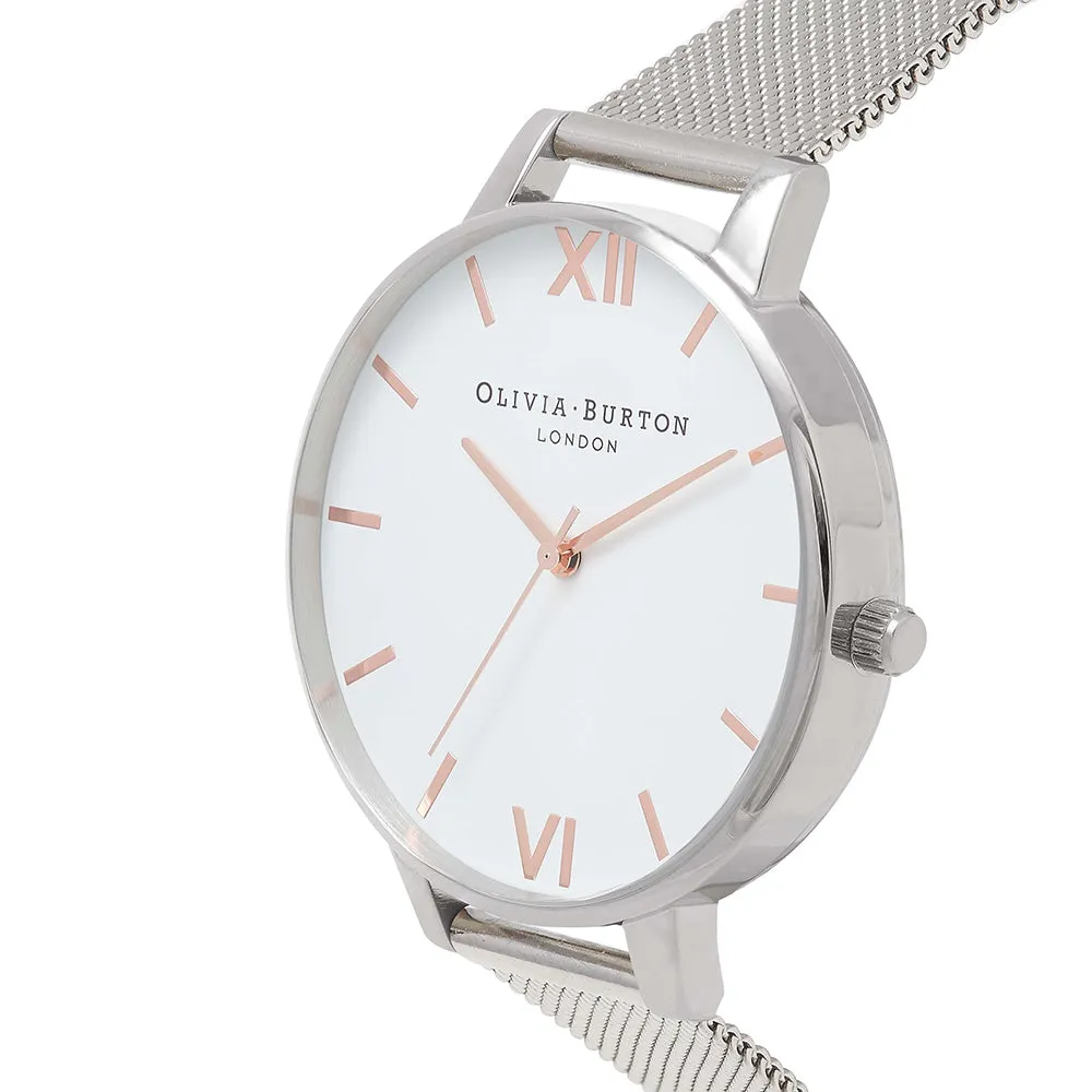 Olivia Burton Silver Mesh Ladies Watch - OB16BD97