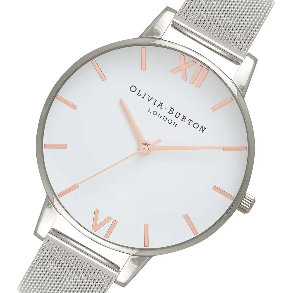 Olivia Burton Silver Mesh Ladies Watch - OB16BD97