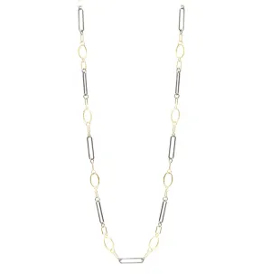 Oval and Silver Rectangle Paperclip Necklace