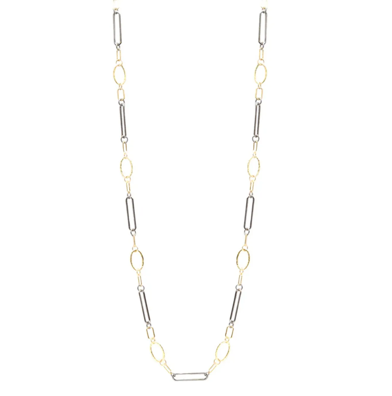 Oval and Silver Rectangle Paperclip Necklace