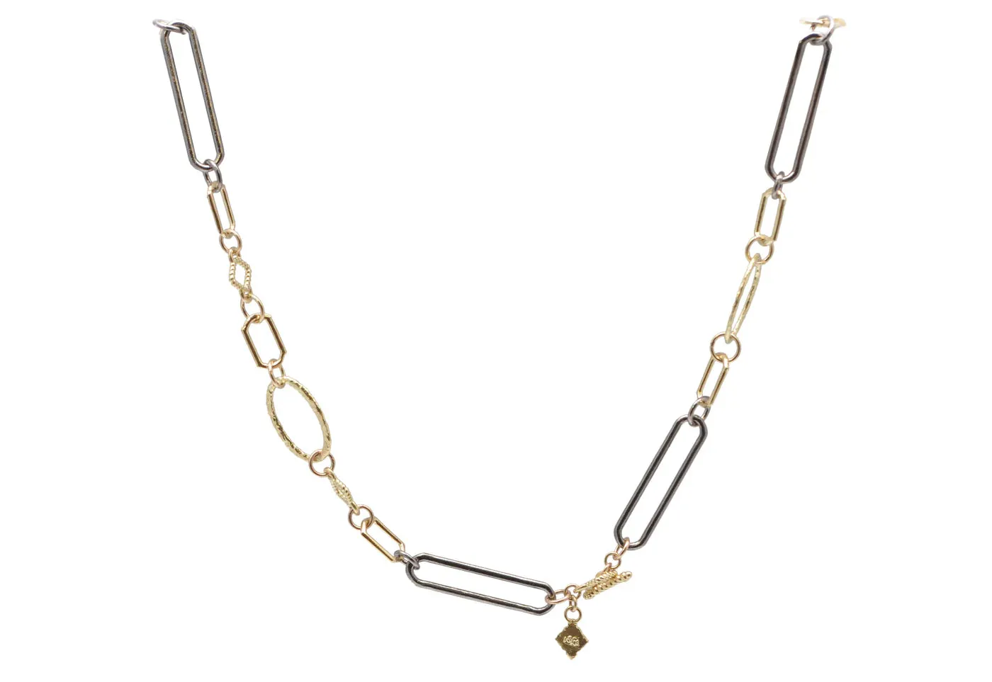 Oval and Silver Rectangle Paperclip Necklace