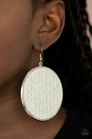 Paparazzi Earring ~ Wonderfully Woven - White