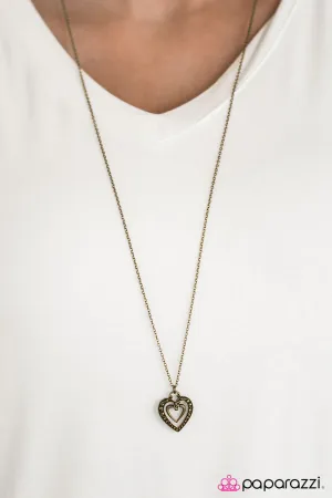 Paparazzi Necklace ~ Harmonious Heart - Brass