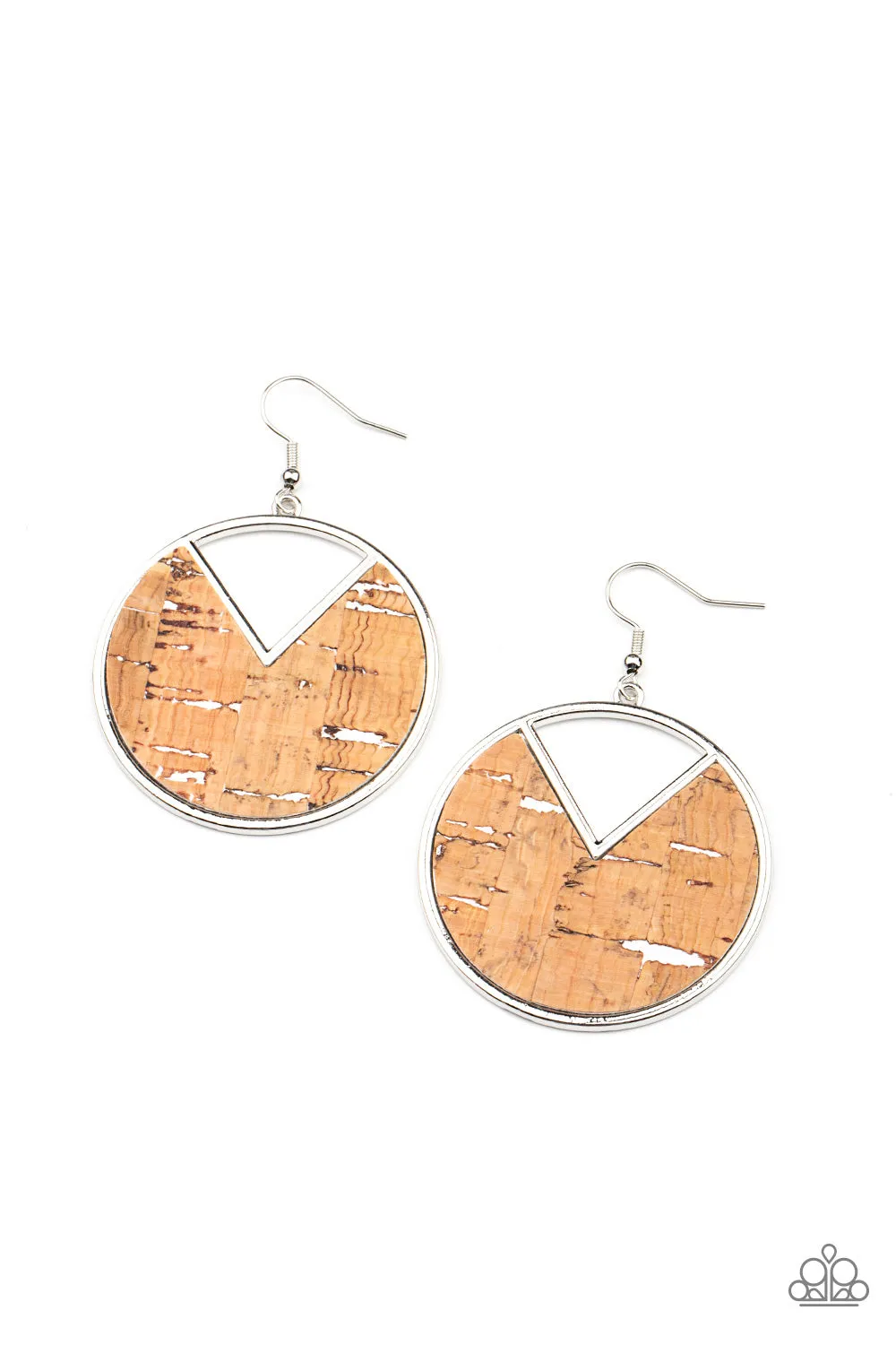 Paparazzi Nod To Nature - White Cork Earrings