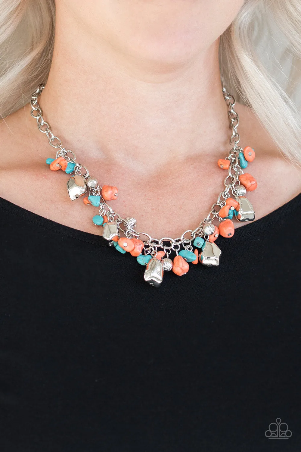 Paparazzi Quarry Trail - Orange Blue Multi Necklace