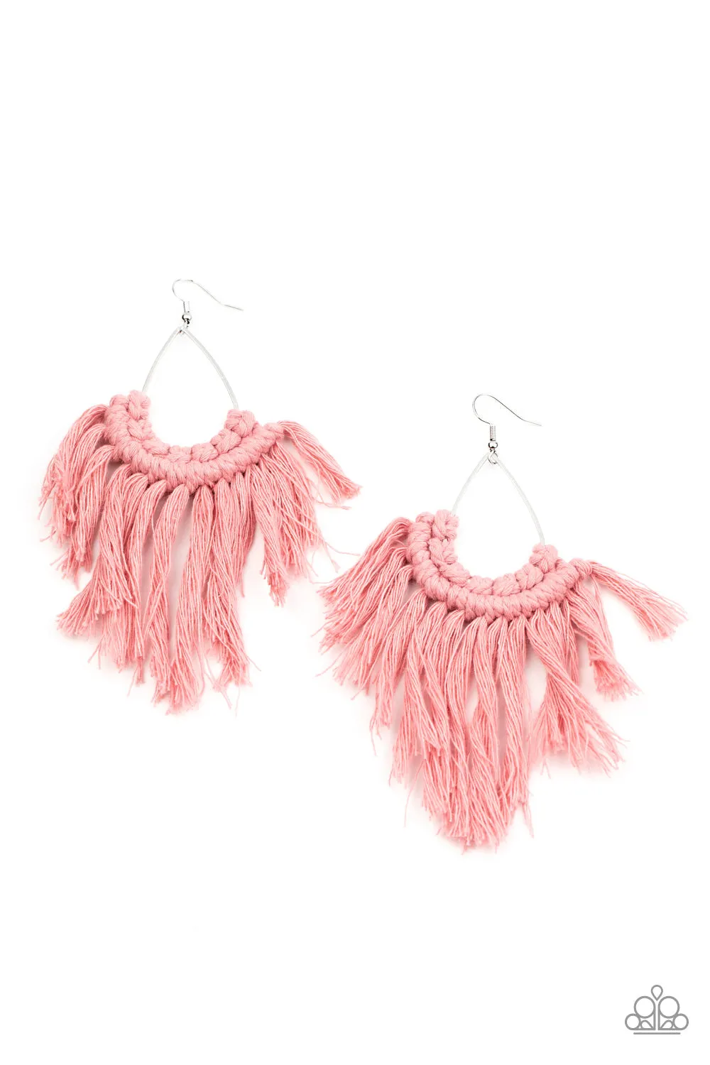 Paparazzi Wanna Piece Of MACRAME? - Pink Earrings