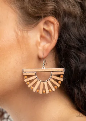 Paparazzi Wooden Wonderland - Brown Earrings