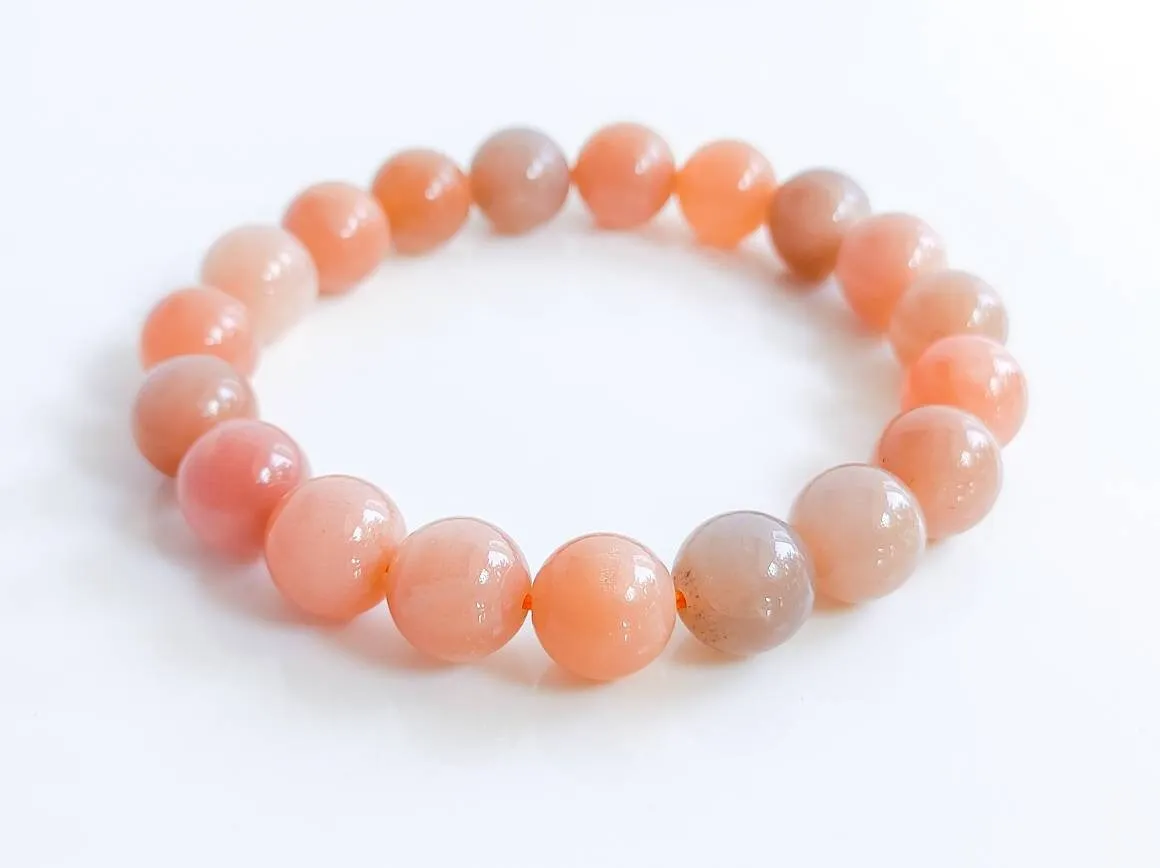 Peach Moonstone Crystal Bead Bracelet