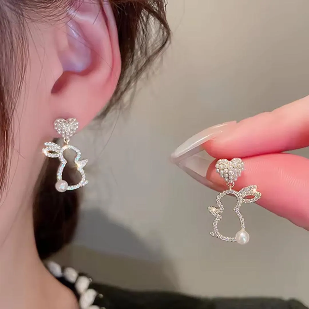 Pearl Bunny Drop Earrings