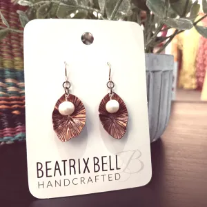 Pearl Frond Copper Earrings