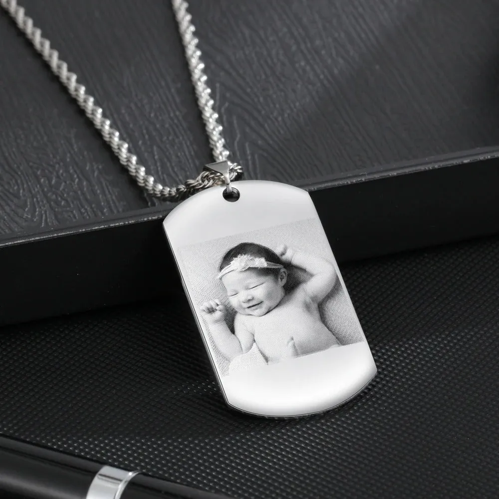 Personalized 1 Photo 1 Name 1 Date  Necklace