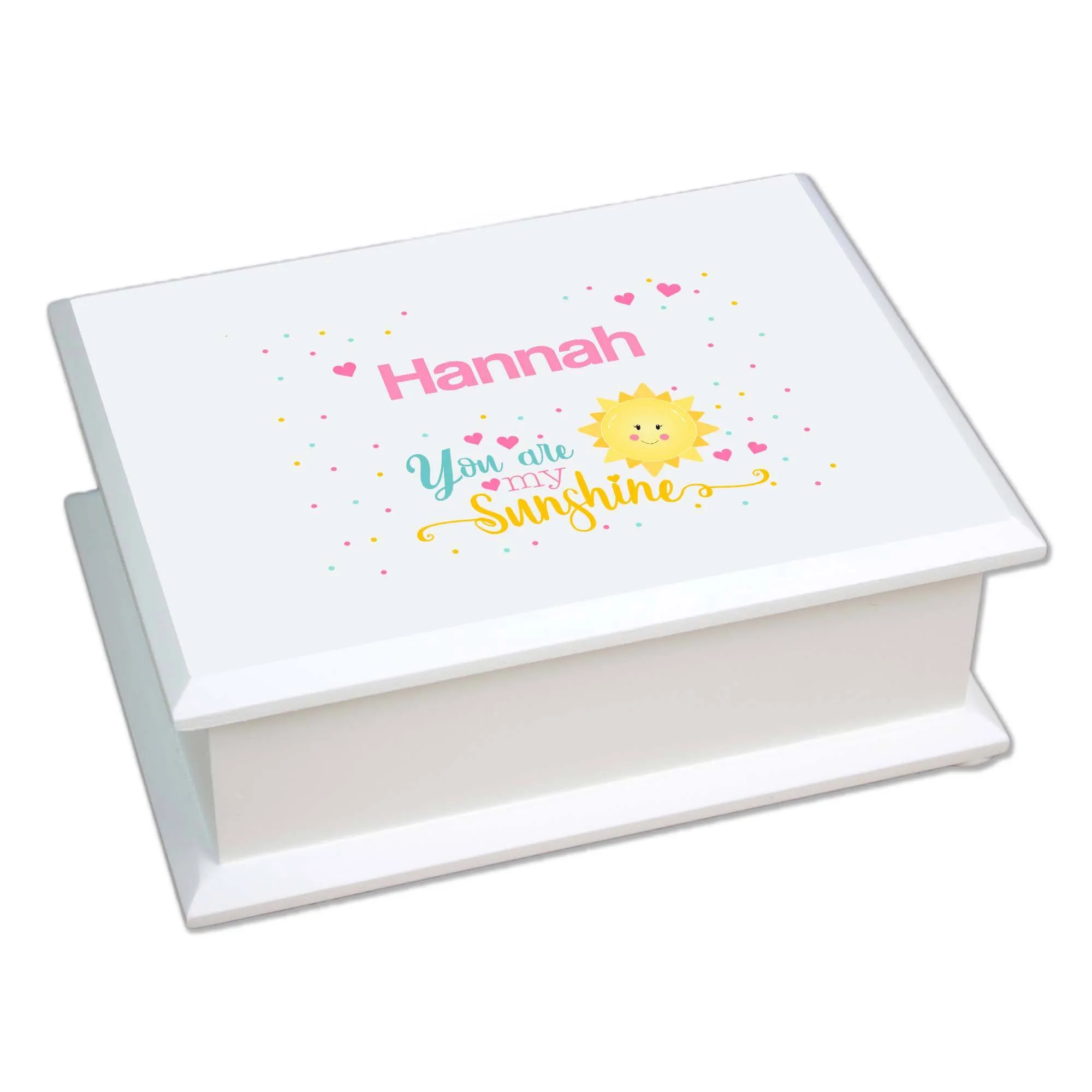 Personalized You Are My Sunshine Lift Top Jewelry Box