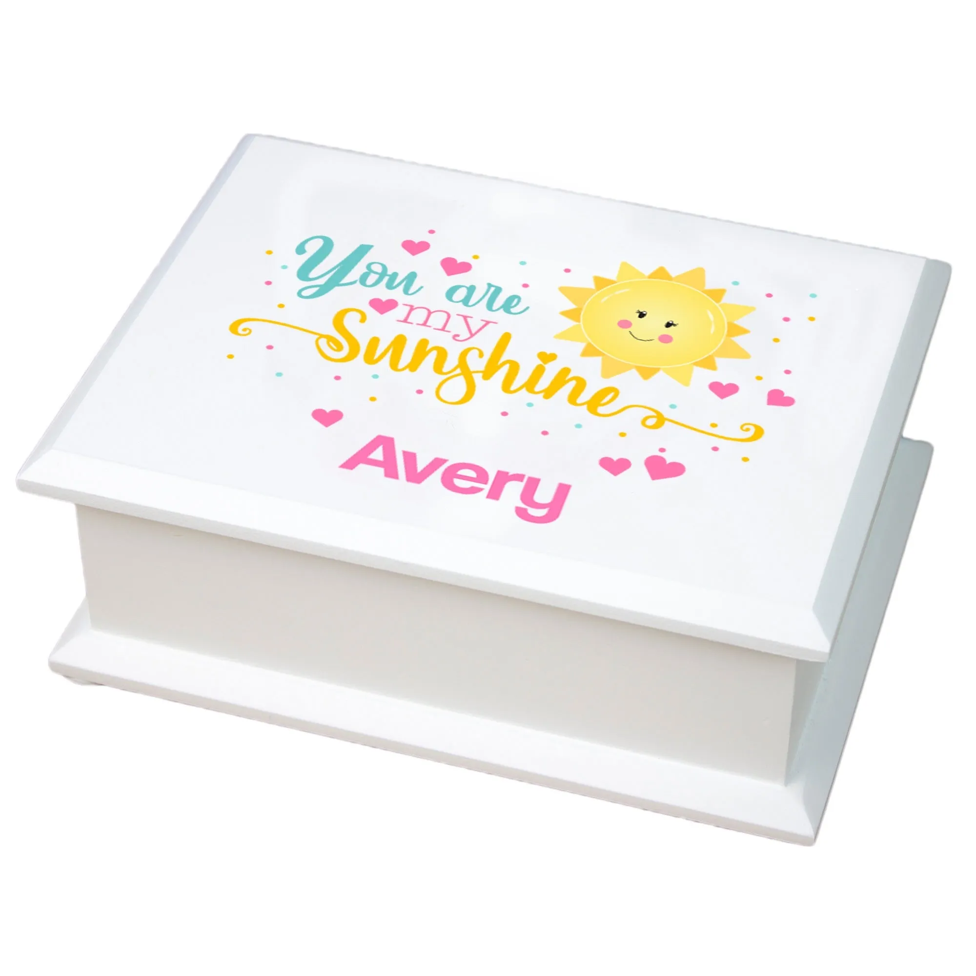 Personalized You Are My Sunshine Lift Top Jewelry Box