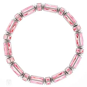 Pink baguette Swarovski crystal necklace