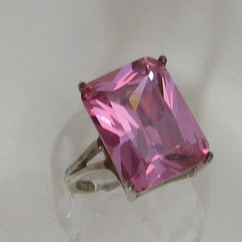 Pink CZ Ring Big Bold Look Size 8