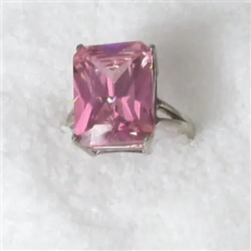 Pink CZ Ring Big Bold Look Size 8