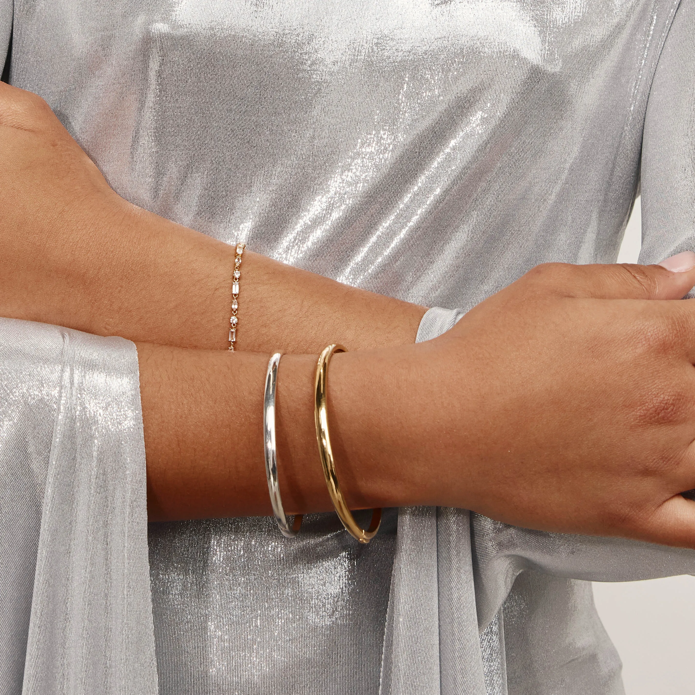 Polished Plain Bangle in Silver