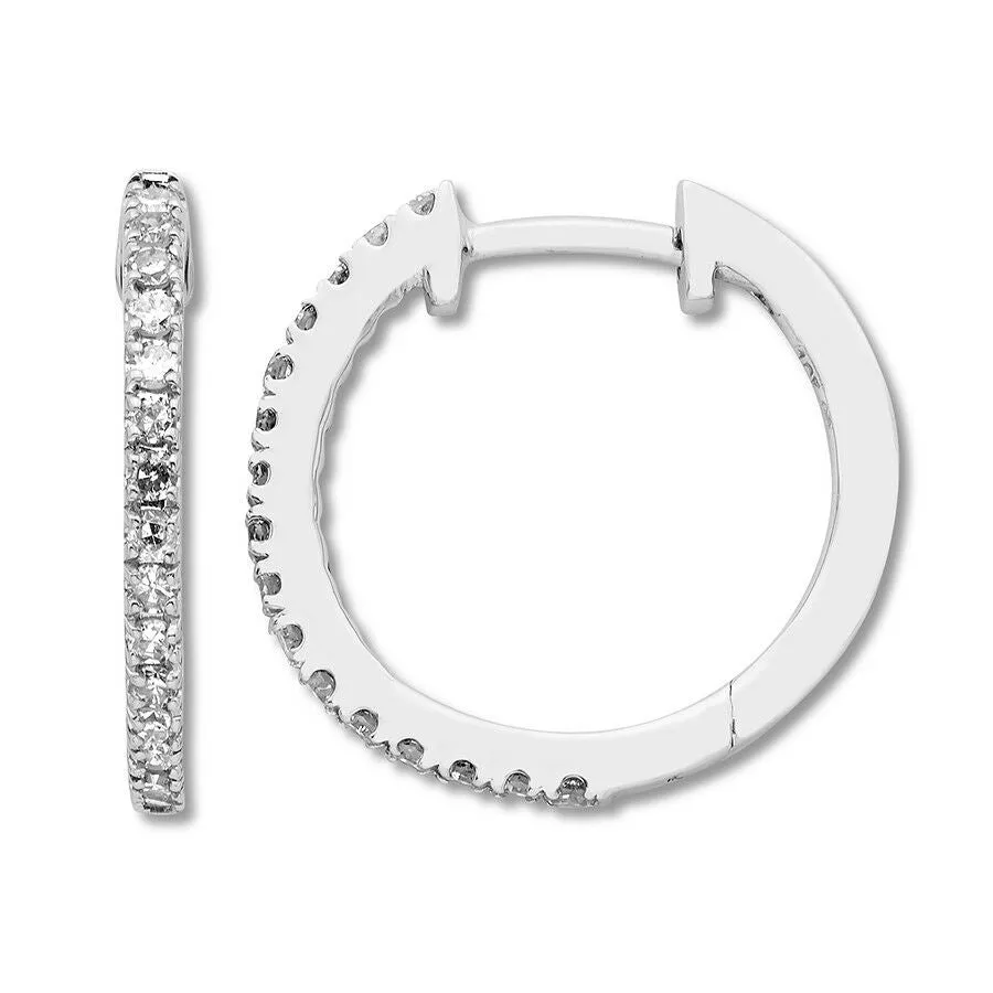 Pre-Owned Jared 1/4 ct Diamond Hoop Earrings in 10K White Gold