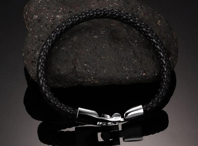 Punk Rock PU Leather Bangle Bracelet Men Jewelry Black/Coffee/White Color Bracelets & Bangles