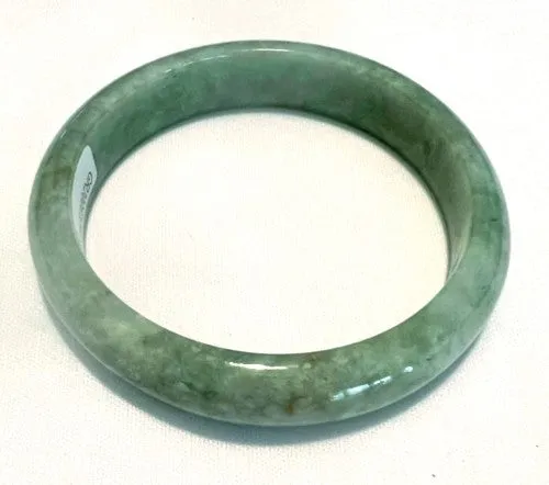 "Gorgeous Green" Burmese Jadeite Bangle Bracelet 59 mm Grade A  Certificate (G7436)