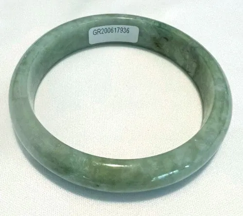 "Gorgeous Green" Burmese Jadeite Bangle Bracelet 59 mm Grade A  Certificate (G7436)