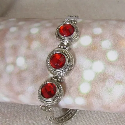 Red Crystal & Silver Bracelet