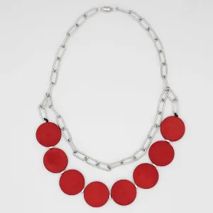 Red Double Layer Chain Link Necklace