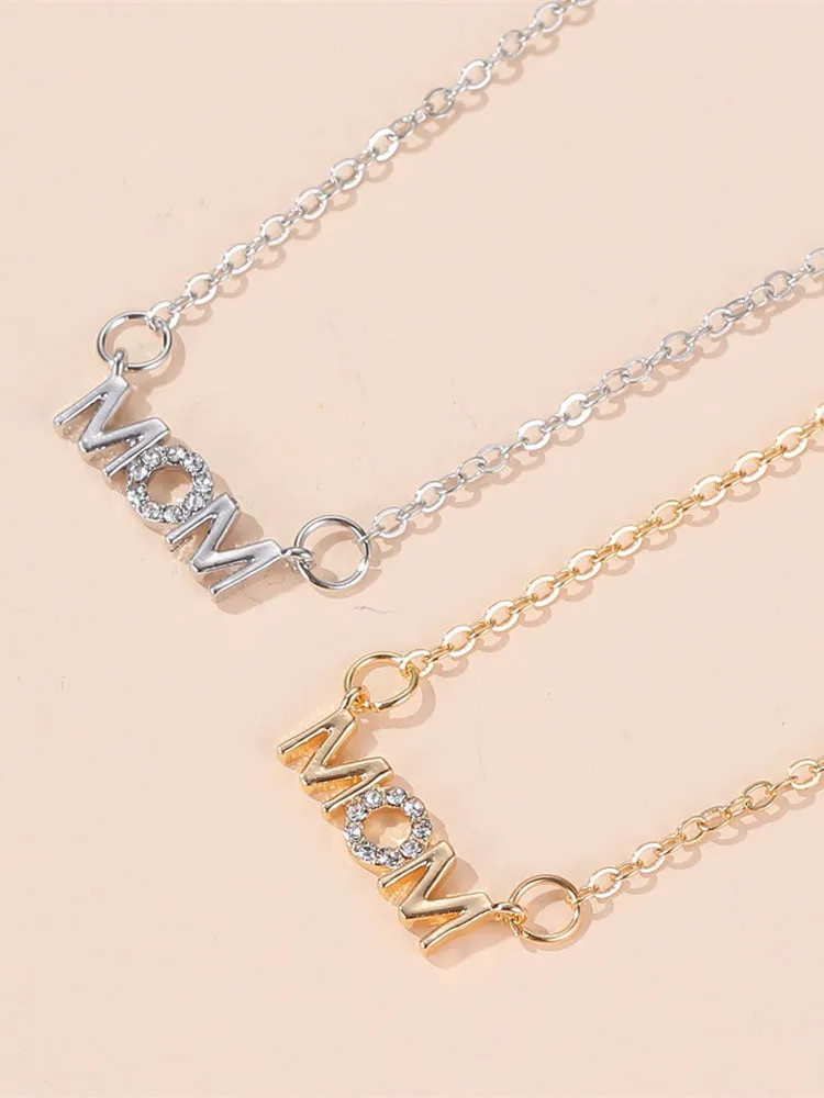 Rhinestone Mom Chain Necklaces