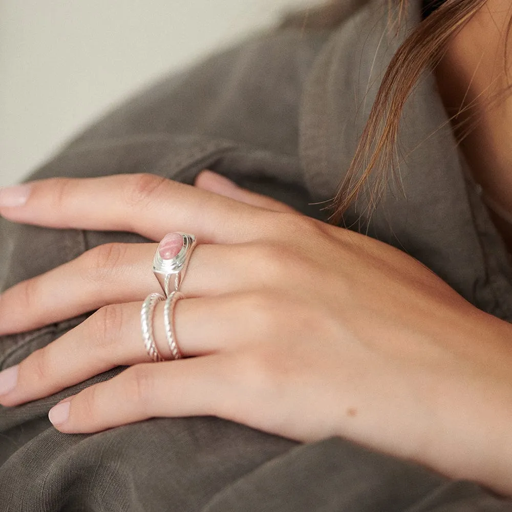 Rhodochrosite Bold Ring Sterling Silver