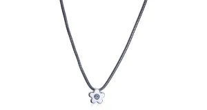 Silver & Diamond Flower Pendant Necklace