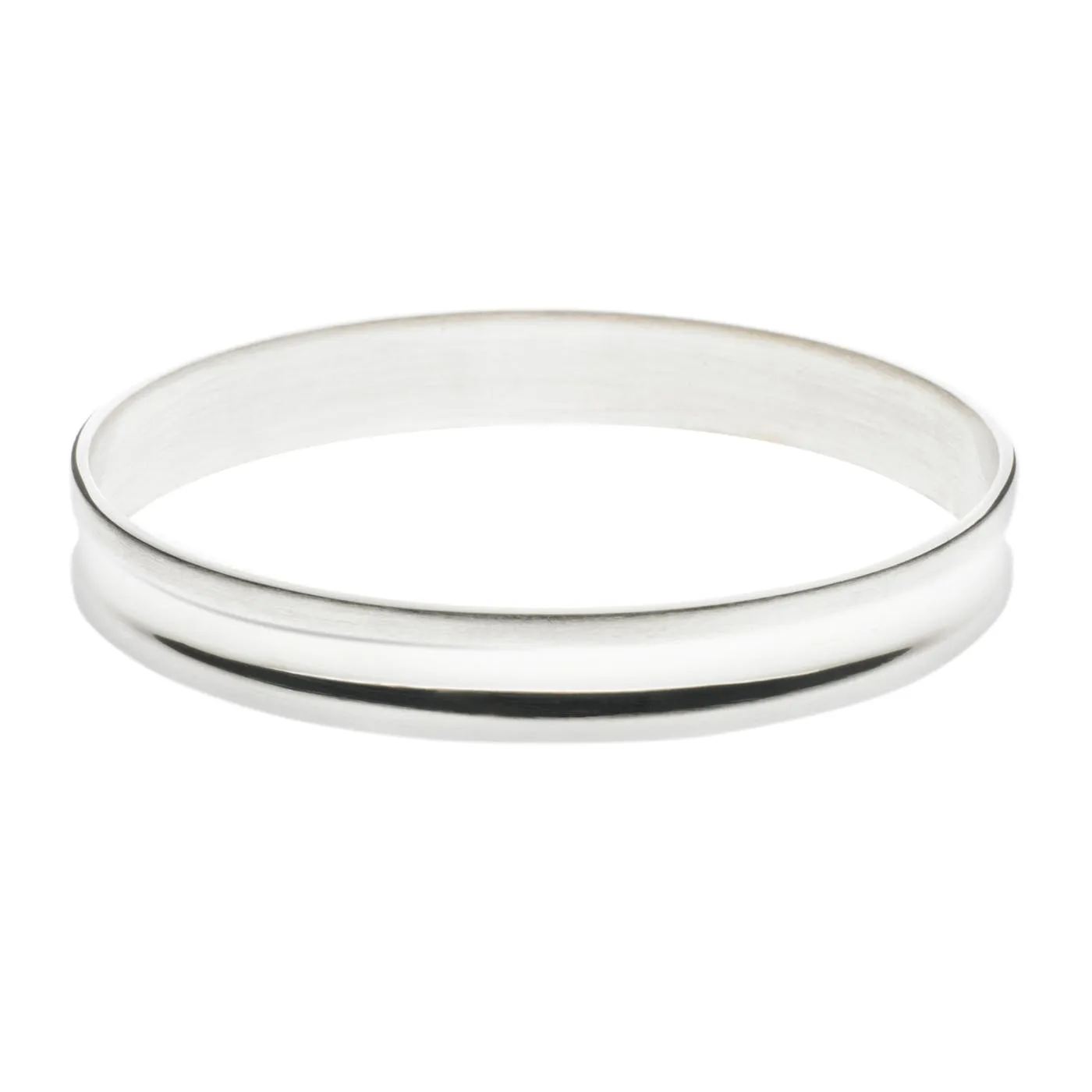 Silver Bangle Satin with Polished Valley Large