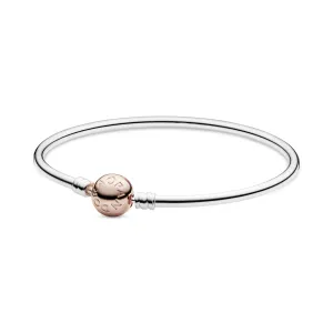 Silver bangle with 14k Rose Gold-plated clasp