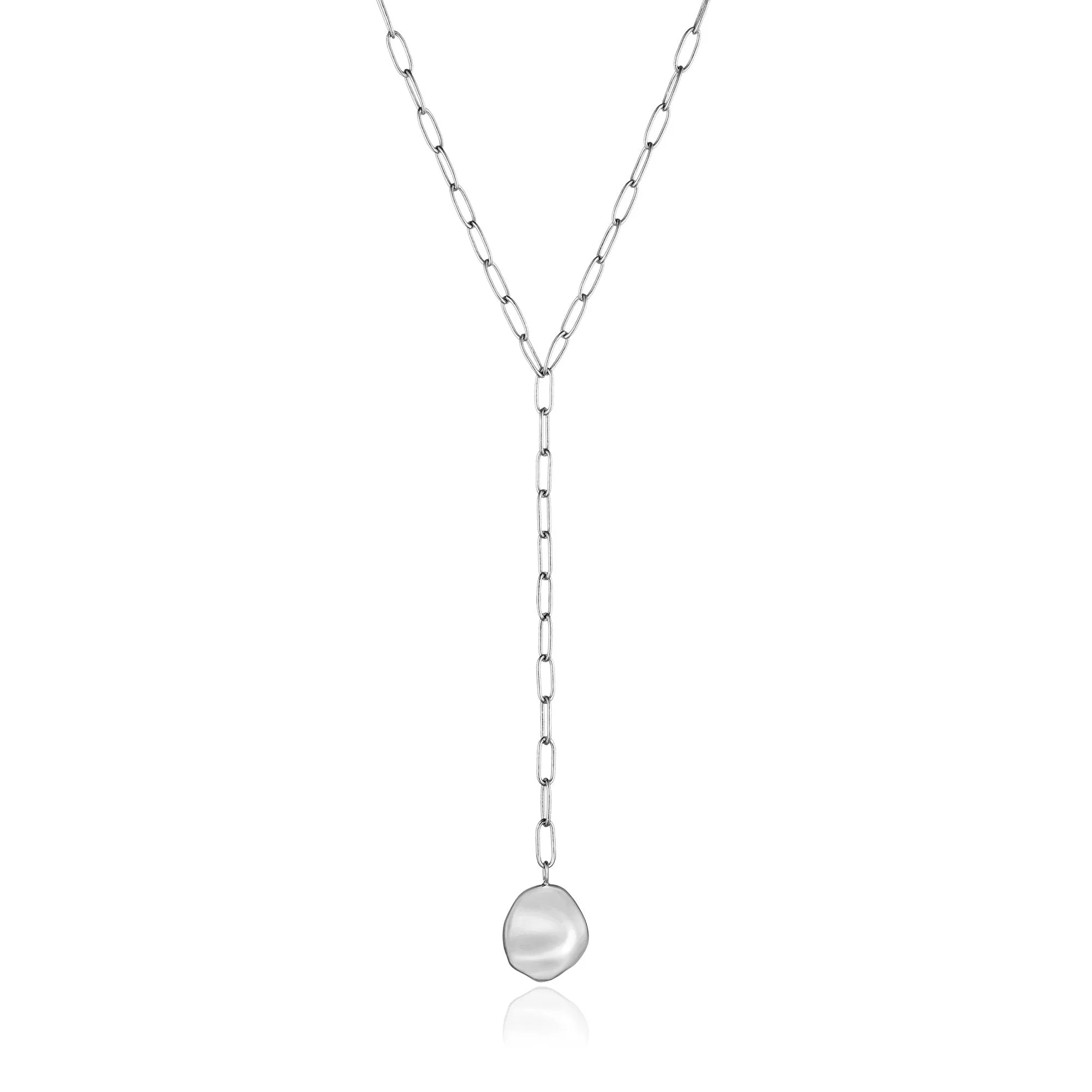 Silver Crush Disc Y Necklace