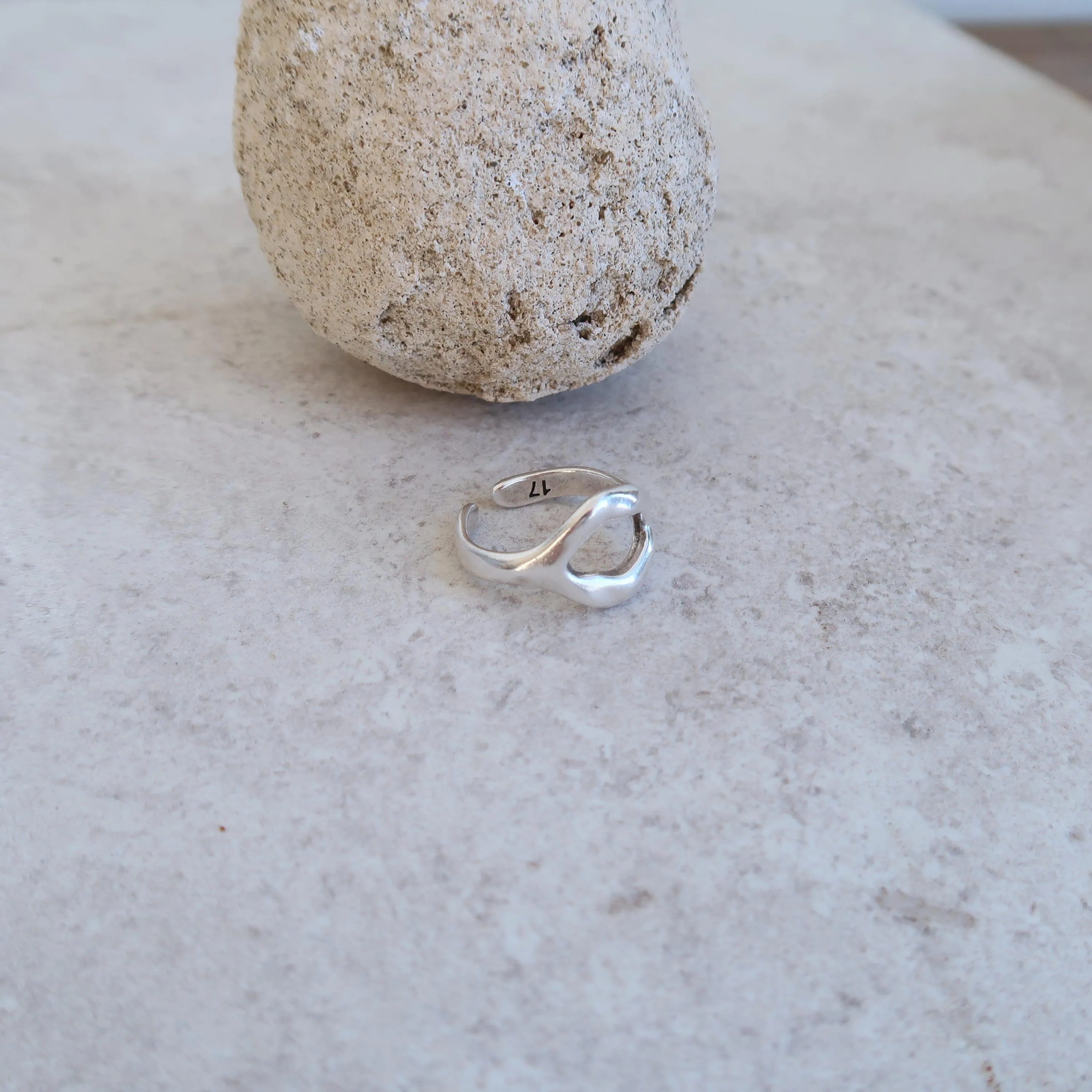 Silver Soft Asymmetric Ring