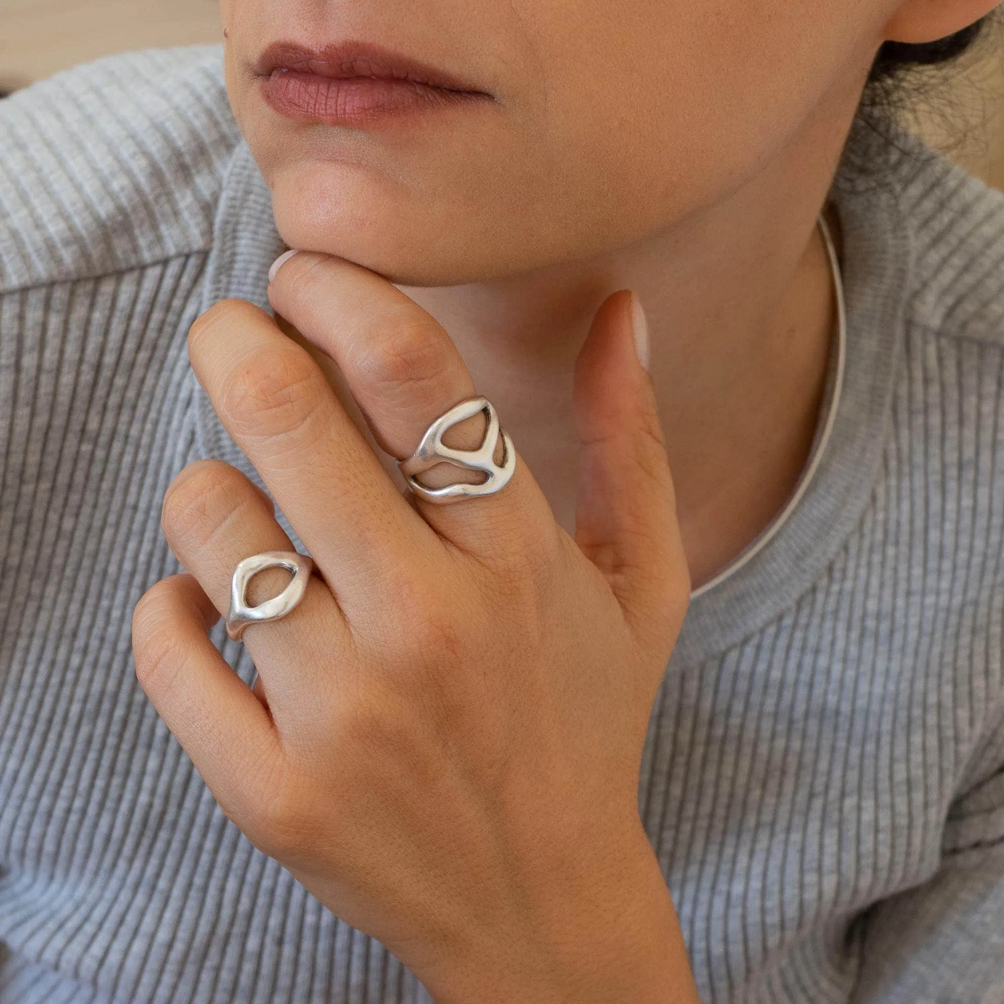 Silver Soft Asymmetric Ring