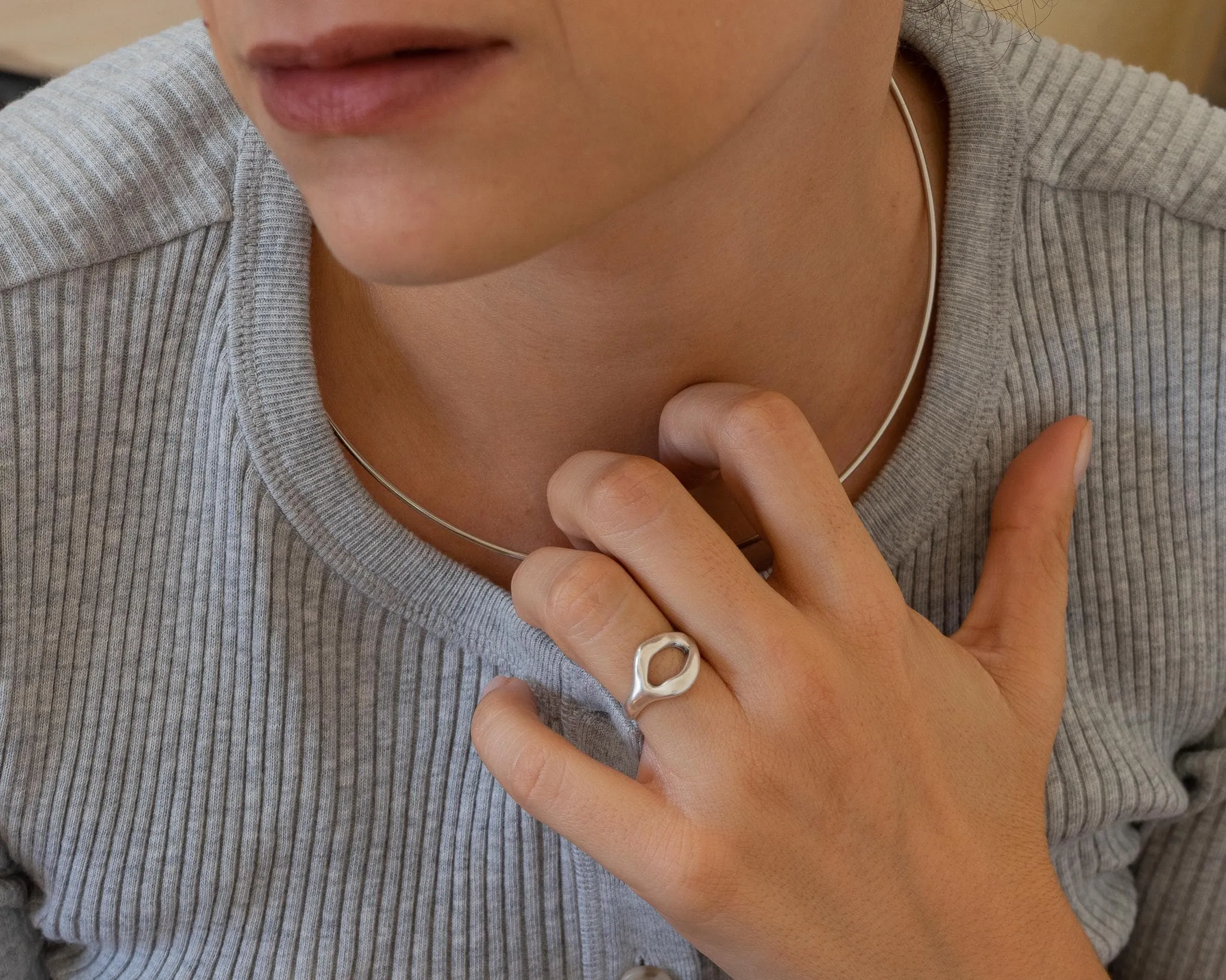 Silver Soft Asymmetric Ring