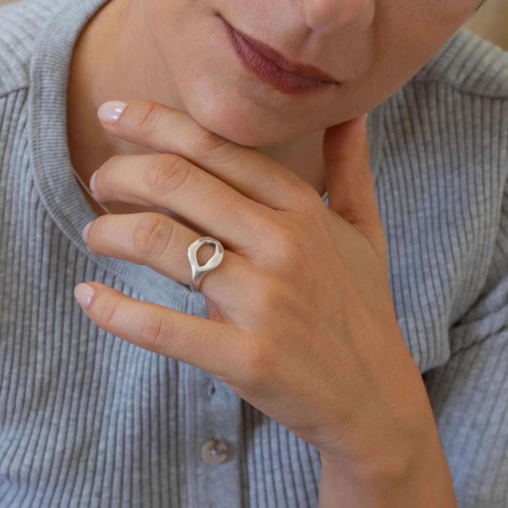 Silver Soft Asymmetric Ring